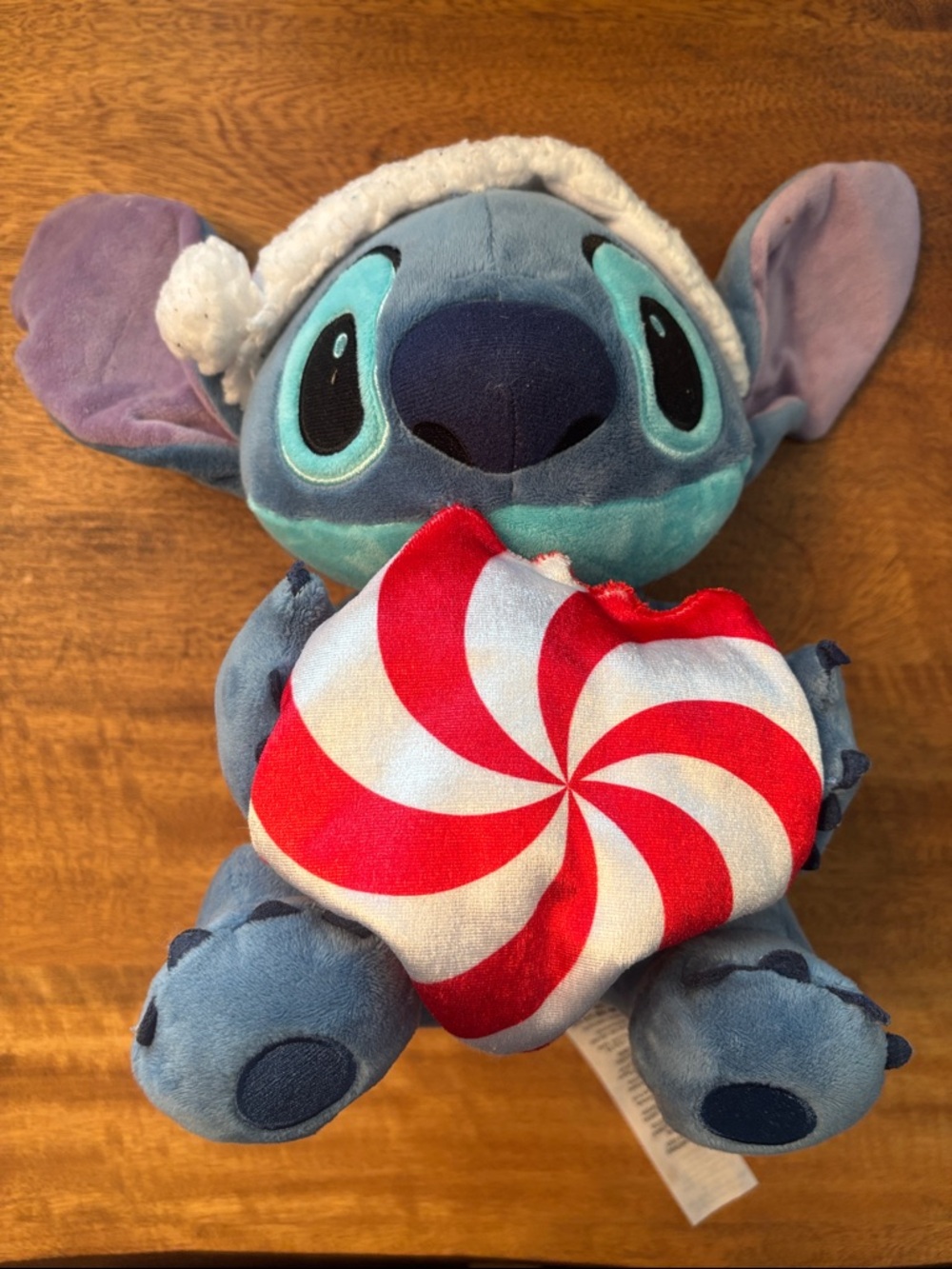 Disney Blue Stitch Plush with Red & White Peppermint Pillow